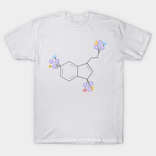 Wildflowers - serotonin molecule chemistry organic florals T-Shirt